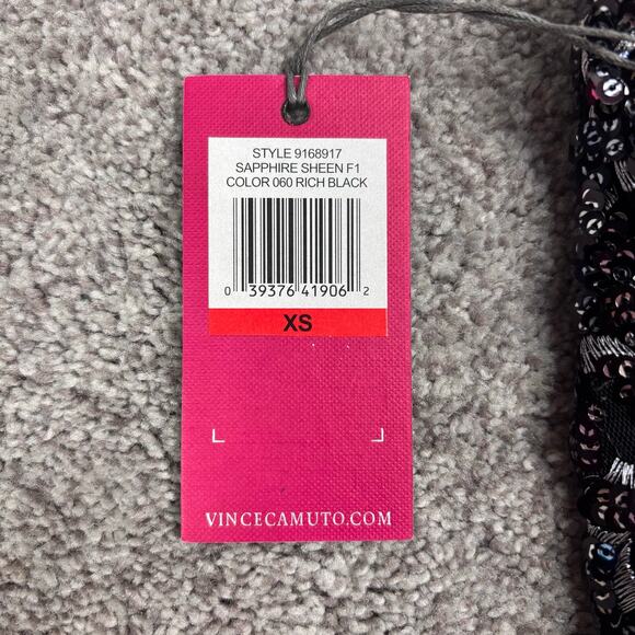 NWT! Vince Camuto Sapphire Sheen F1 Rich Black Dress XS - Picture 5 of 10